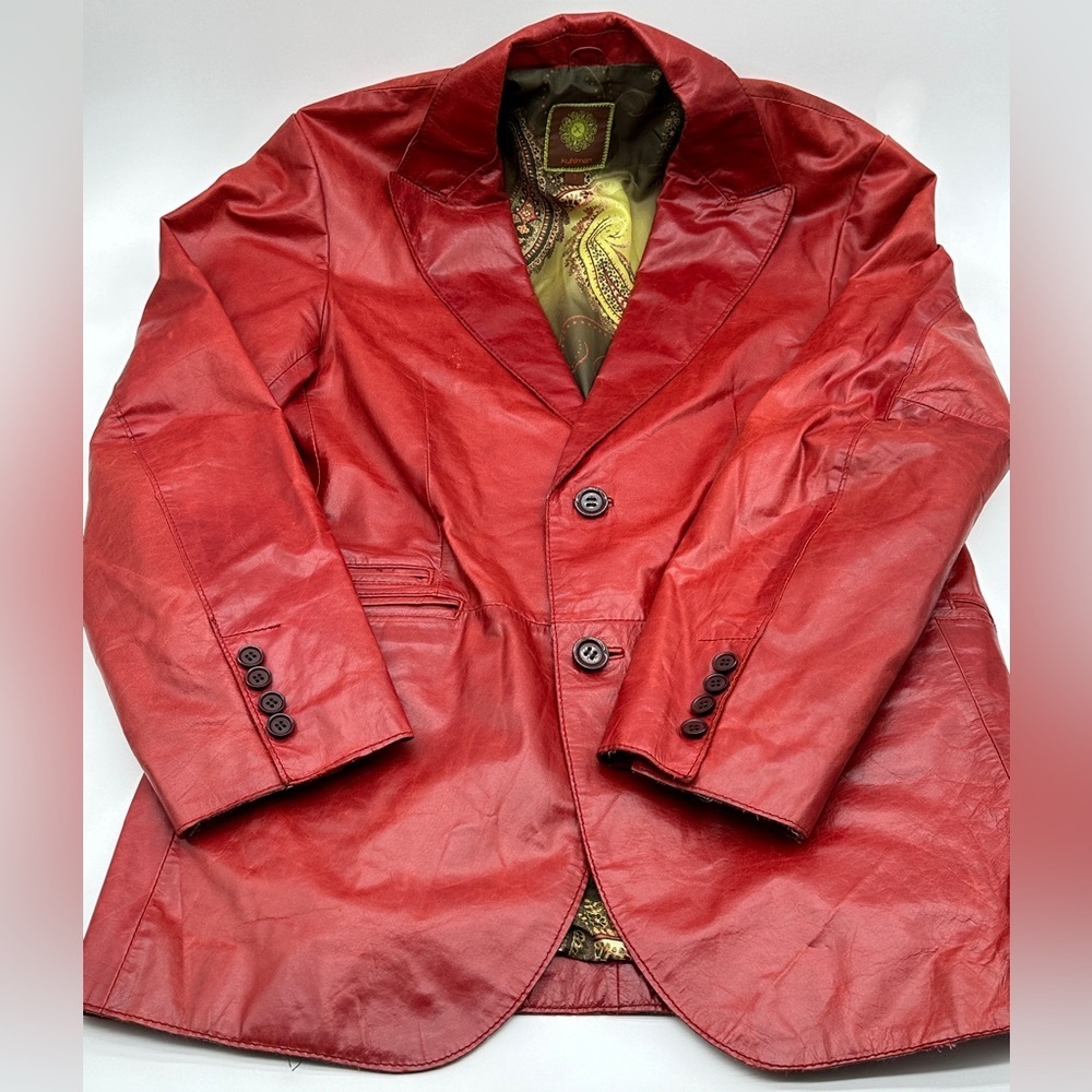 Kuhlman Genuine Leather 2 button Jacket Red Burgandy Women's Size 2